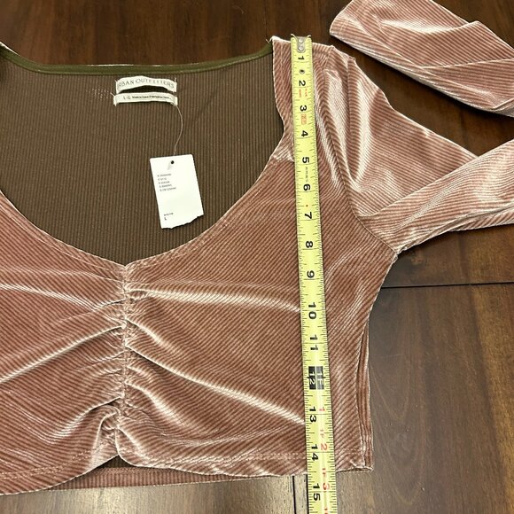 NWT Urban Outfitters Paradox Ruched Cropped Long Sleeve Top Mauve Pink Sz Large - Picture 8 of 13